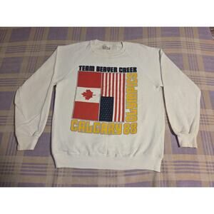 Vintage Team Beaver Creek Hockey 1988 Sweatshirt Calgary Olympics Canada USA 80s